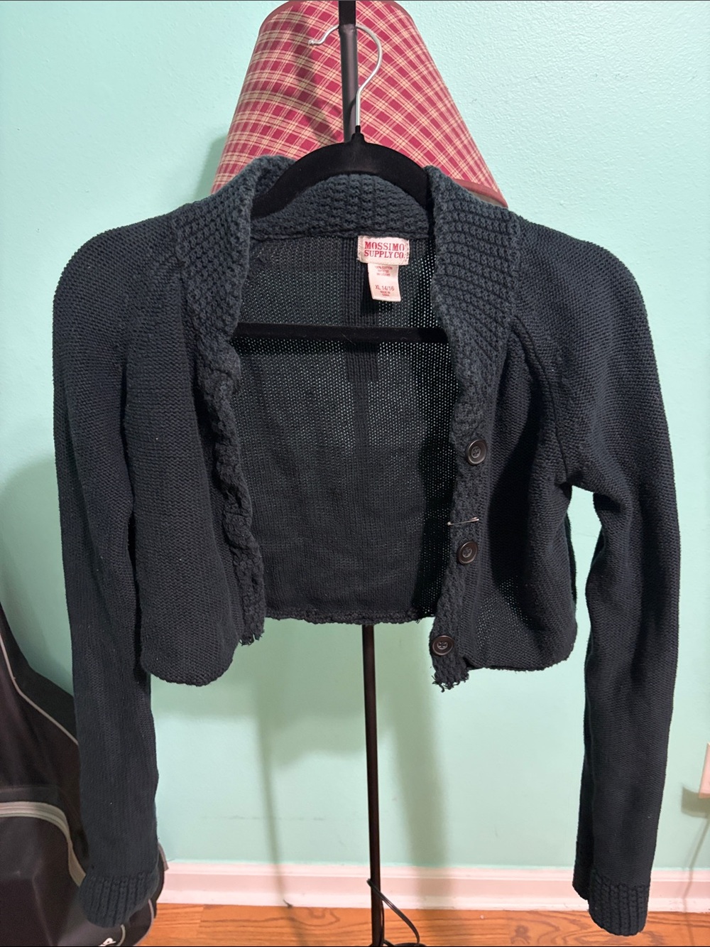 Mossimo Supply Co. Black Cropped Braided-Trim Cardigan